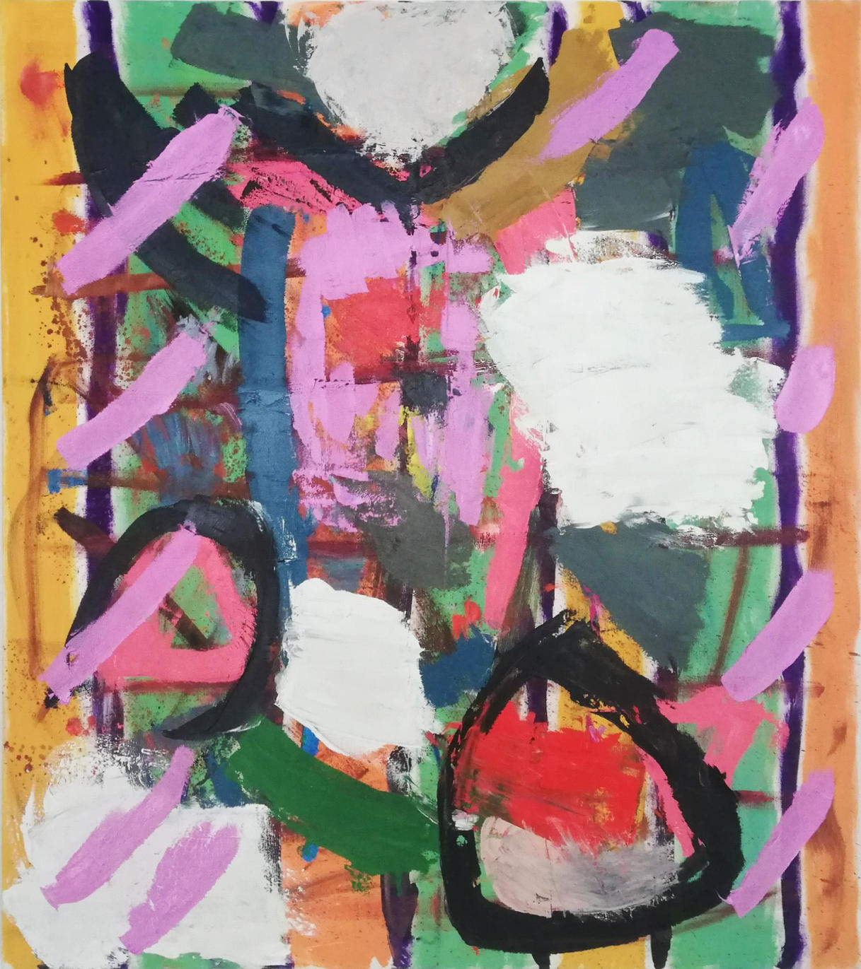 Pink Scratches, 2020, Öl auf Leinwand | 130 × 115 cm